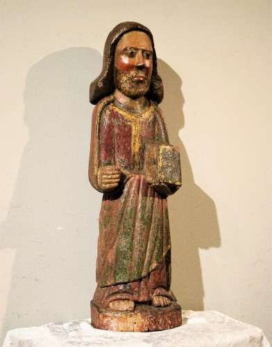 XIe au XVe siècle - Saint Jean l'évangéliste en bois de noyer polychromé, fin du XIIIe
